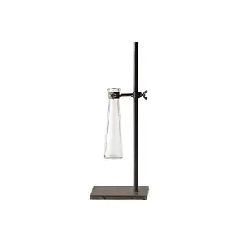 Set of Two Dark Brown Abstract Metal Cylinder Table Vases