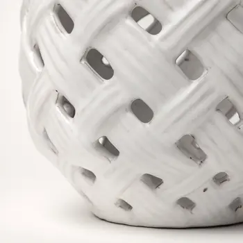 8" White Abstract Cylinder Ceramic Table Vase