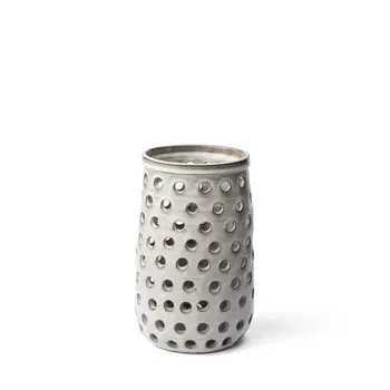 12" White Abstract Cylinder Ceramic Table Vase