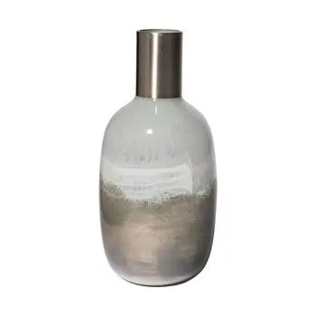 16" Brown Abstract Cylinder Crystal Glass Table Vase