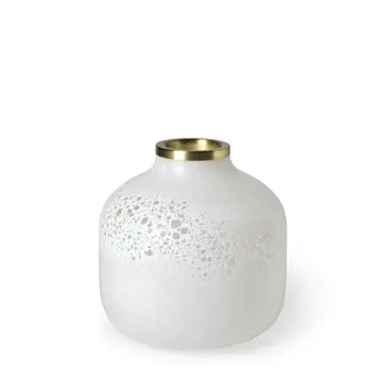8" White Abstract Cylinder Crystal Glass Table Vase