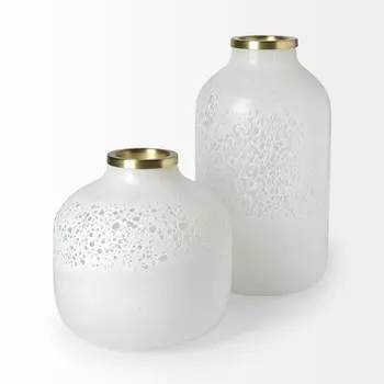 8" White Abstract Cylinder Crystal Glass Table Vase