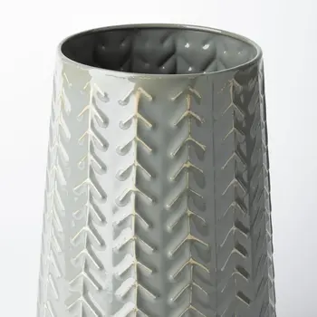 11" Green Abstract Cylinder Metal Table Vase