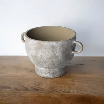 7" Brown Abstract Cylinder Ceramic Table Vase