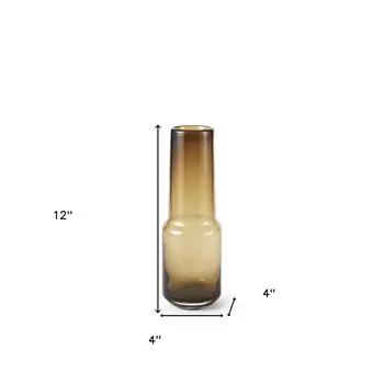 12" Brown Cylinder Crystal Glass Table Vase