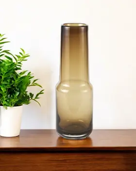 12" Brown Cylinder Crystal Glass Table Vase