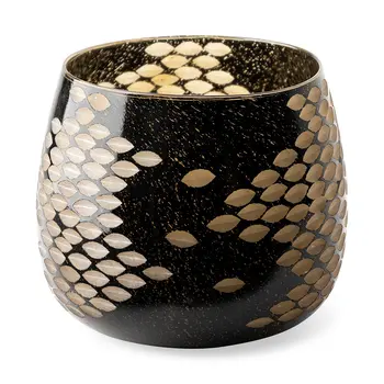 8" Gold Abstract Cylinder Crystal Glass Table Vase