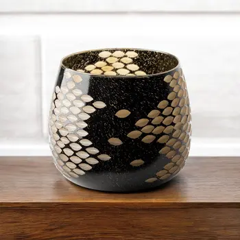 8" Gold Abstract Cylinder Crystal Glass Table Vase