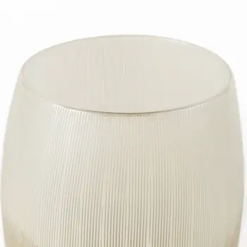 9" Cream Abstract Cylinder Crystal Glass Table Vase