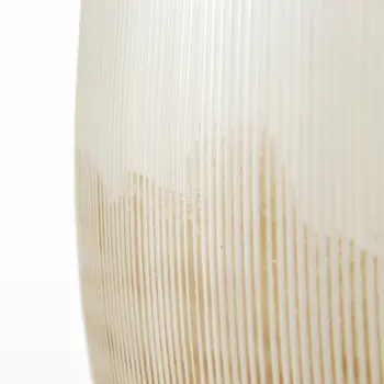 9" Cream Abstract Cylinder Crystal Glass Table Vase