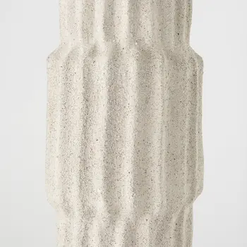 23" Cream Abstract Cylinder Ceramic Table Vase