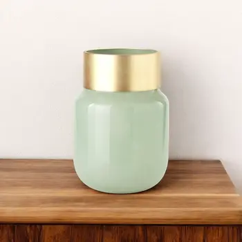 12" Green Abstract Cylinder Crystal Glass Table Vase