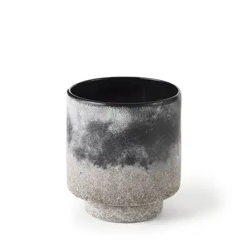 6" Brown And Black Abstract Cylinder Ceramic Table Vase