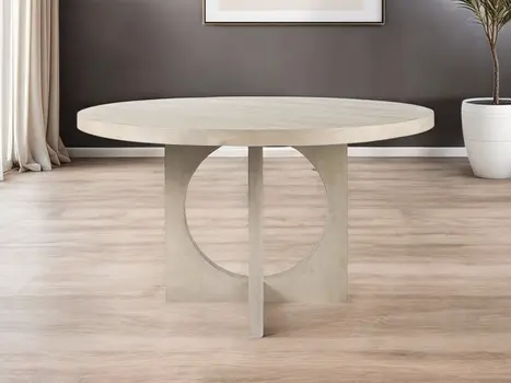 54" Natural Rounded Pedestal Base Dining Table