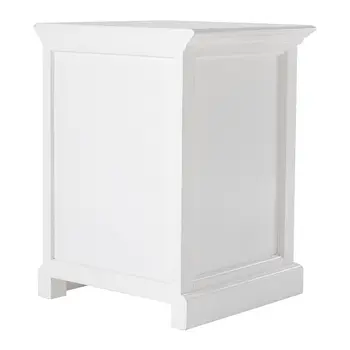 24" White Solid Wood Distressed One Drawer Nightstand