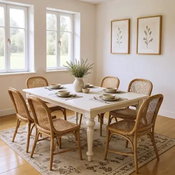 94" White Solid Wood Dining Table