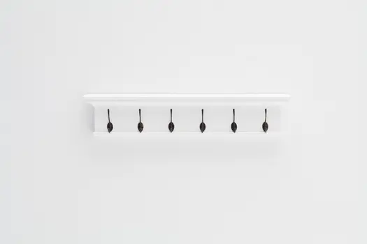 39" Classic White Wood Six Hook Hanging Coat Rack