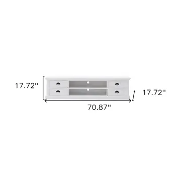 71" White Solid Wood Enclosed and Open Storage TV Stand