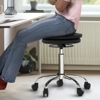 Black and Chrome Active Sitting Rolling Balance Desk Chair
