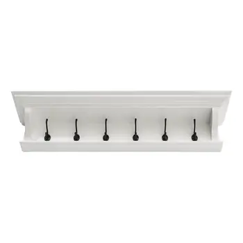 Classic White Wood Wide Six Hook Coat Rack