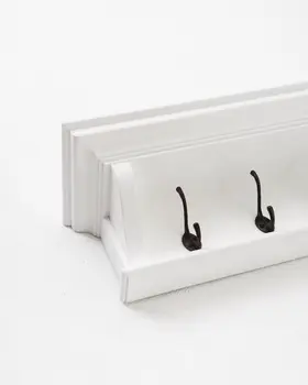 Classic White Wood Wide Six Hook Coat Rack