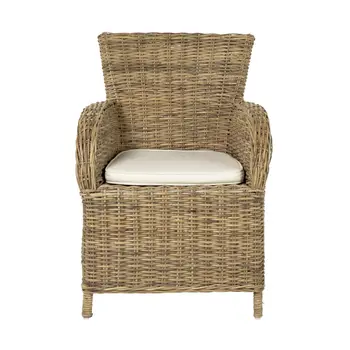 Set of Two Cream and Tan Dining Arm Chairs