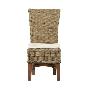 Set of Two Cream and Natural Dining Parsons Chairs