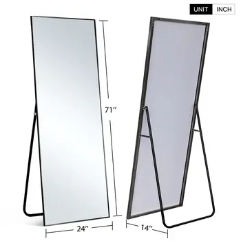 71" Black Metal Freestanding and Wall Mount Accent Mirror