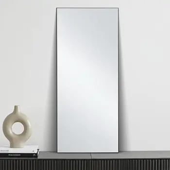 71" Black Metal Freestanding and Wall Mount Accent Mirror