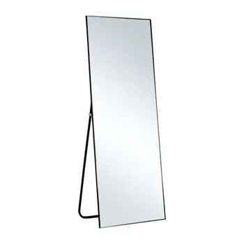 71" Black Metal Freestanding and Wall Mount Accent Mirror