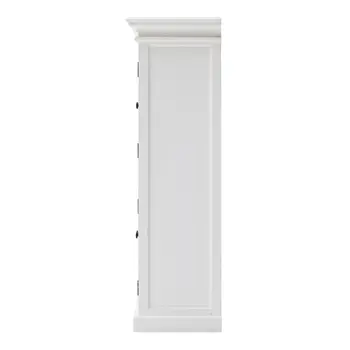 52" White Wood and Glass Two Level Storage Cabinet