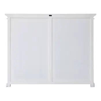 52" White Wood and Glass Two Level Storage Cabinet