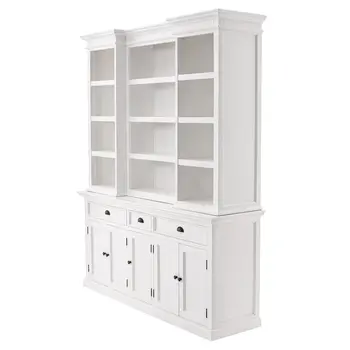 71" White Dining Hutch With Twelve Shelves And Three Drawers