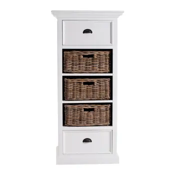 52" White Two Drawer Storage Cabinet With Baskets