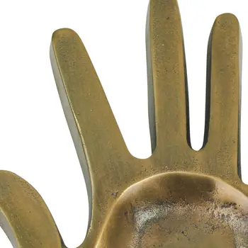 8" Antiqued Gold Cast Iron Hand Trinket Tray