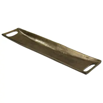 17" Gold Metal Handmade Scooped Cracker Tray With Handles