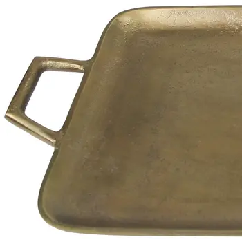 19" Gold Rustic Metal Serving Tray With Handles