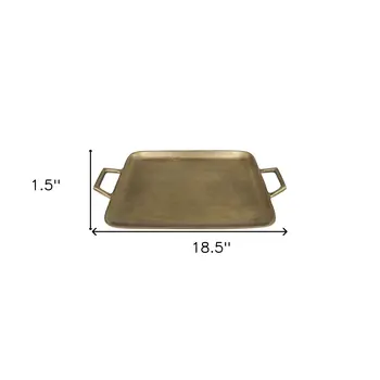 19" Gold Rustic Metal Serving Tray With Handles