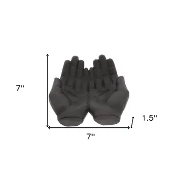 7" Black Modern Open Hands Tabletop Sculpture