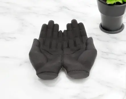 7" Black Modern Open Hands Tabletop Sculpture