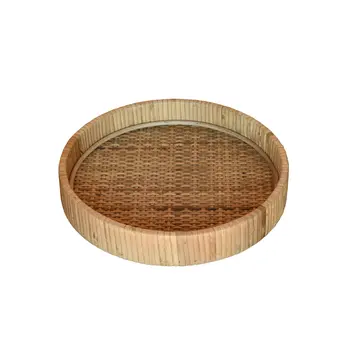 10" Natural Round Bamboo Handmade Serving Tray