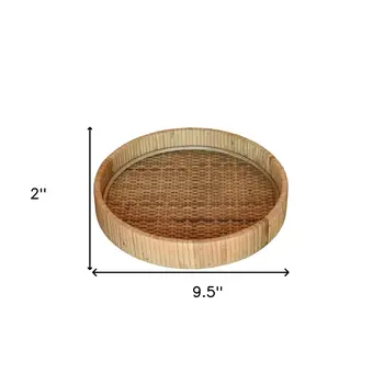 10" Natural Round Bamboo Handmade Serving Tray