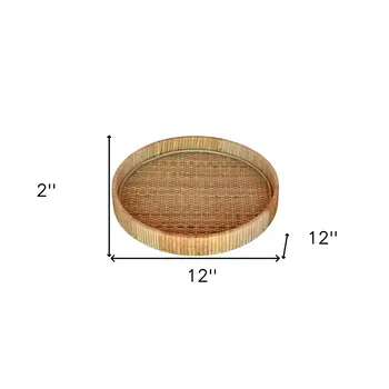12" Natural Round Bamboo Handmade Serving Tray