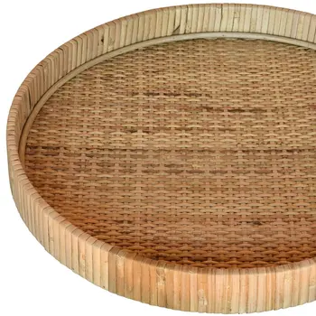 14" Natural Round Bamboo Handmade Serving Tray