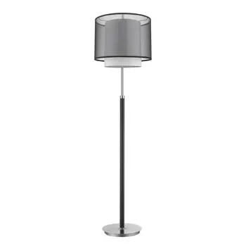 62" Floor Lamp With Black And White Fabric Drum Shade