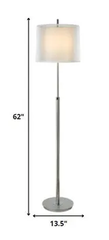 62" Floor Lamp With White Fabric Empire Shade
