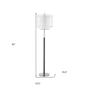 62" Floor Lamp With White Fabric Drum Shade