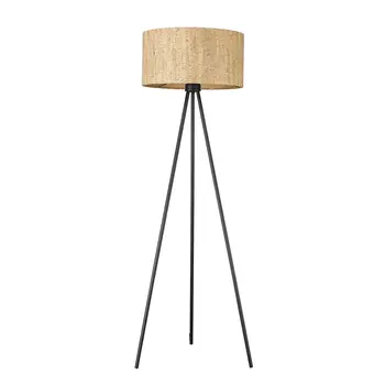 58" Brown And Black Tripod Floor Lamp With Brown Plastic Shade