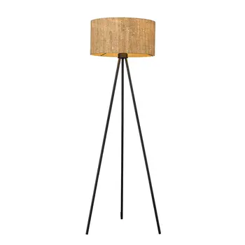 58" Brown And Black Tripod Floor Lamp With Brown Plastic Shade