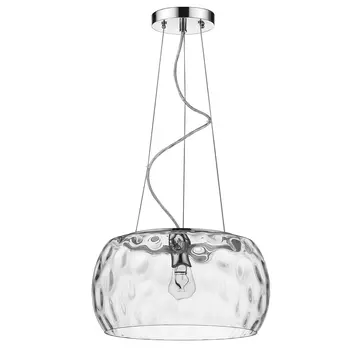 Mystere 1-Light Polished Chrome Pendant With Dimpled Glass Shade